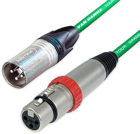 Switched Neutrik XLR to XLR Cables. Van Damme Balanced Cable. NC3FXS Mic Leads (40m, Green)