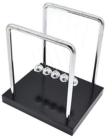 Renashed Newton's Cradle Balance Balls with Wooden Base Metal Swing Ball Desk Decoration