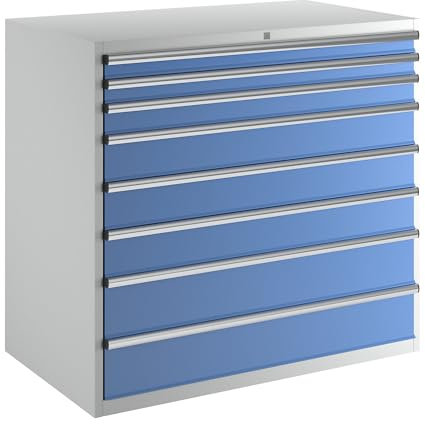eurokraft | Schubladenschrank | Höhe x Breite x Tiefe 1200 x 1300 x 750 mm | 8 Schubladen | Tragkraft je 80 kg