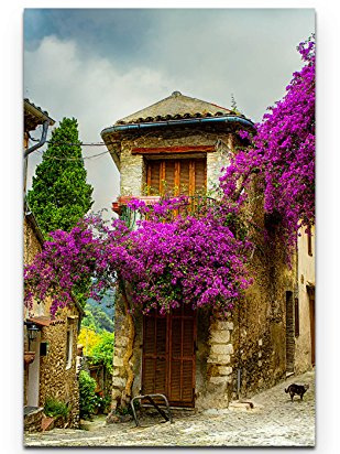 Paul Sinus Art Leinwandbilder | Bilder Leinwand 90x60cm wunderschöne alte Stadt in der Provence