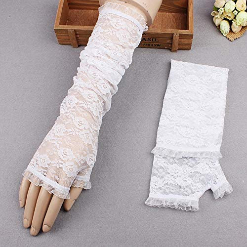 SHOUtao Halbfinger Spitze Handschuhe Frauen Lange Ärmel Sex Sexy Mesh Abendessen Kleid Sonnenschutzhandschuhe