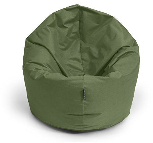 BuBiBag Sitzsack L - XXL 2 in 1 mit Füllung Sitzkissen Topfenform Bodenkissen Kissen Sessel BeanBag (125 cm Durchmesser, Khaki)