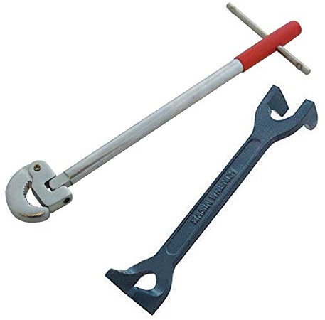 Plumbers Fixed Basin Wrench & 11 Adjustable Tap Nut Spanner