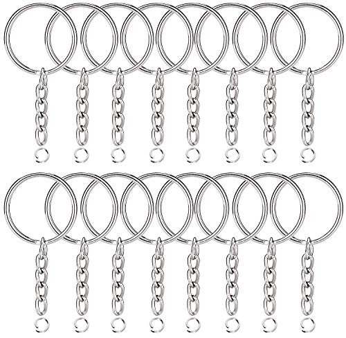 Schlüsselringe mit Kette 100 Stück Metall Schlüsselanhänger mit Spaltringe Keyring Chain für Schlüssel Anhänger DIY Bastelprojekte