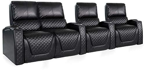 Zinea Kinosessel Queen - 4 Sitzer Loveseat Links - Premiumleder - elektrisch verstellbar - LED Becherhalter - Ambientebeleuchtung - elektrische Lendenwirbelstütze - verstellbare Kopfstütze
