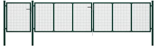 vidaXL Gartentor Gartentür Zauntür Hoftor Gartenpforte Zauntor Hoftür Gartenzaun Pforte Tor Metalltor Einfahrtstor Stahl 500x75cm Grün