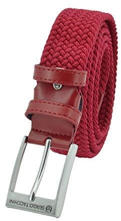 Sergio Tacchini Elastischer Geflochtener Gürtel Herren Damen, Gürtel mit Echtleder & Geschenkbox, Flechtgürtel für Jeans, Freizeit & Business