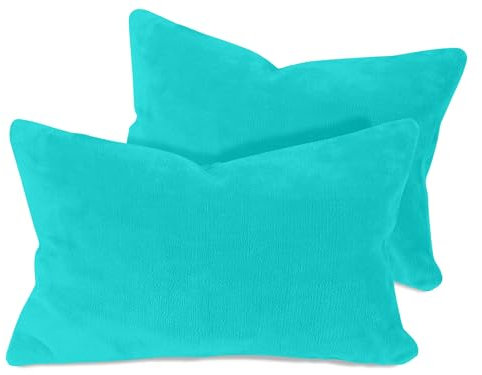 npluseins 2er Pack Kissenhüllen aus Coral-Kuschel-Fleece (2 Stück) 1257.1667, ca. 40 x 60 cm, türkis