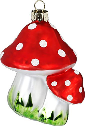 Christbaumschmuck Weihnachtsschmuck Weihnachtskugeln Baumkugeln Baumschmuck Christbaumkugeln Deko Weihnachten Motive/Farbe: Pilzpaar 9.5cm