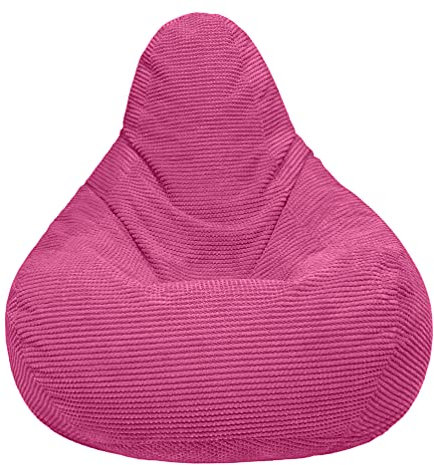 Loft 25 Sitzsack mit Hoher Rückenlehne für Erwachsene | Cordstoff, Innenfutter | Ergonomisches Design für Körperunterstützung (Rosa, Sitzsack)
