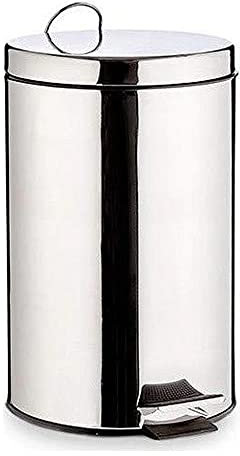 BigBuy Home S3605811 Papelera, Acero Inoxidable, Plateado, 12 L, 25 X 39 X 30 Cm, Materiales Varios