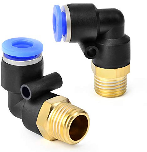 TAILONZ PNEUMATIC Raccordi a gomito maschio 4 mm OD tubo x 1/8 BSP da collegare PL4-01 (confezione da 2)