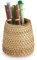 BTSKY Rattan-Stiftbecher, handgefertigter Schreibtisch-Bleistifthalter, Make-up-Pinselhalter, multifunktional, gewebter Korb, Büro und Zuhause, Schreibtisch-Organizer (Kegel)
