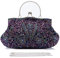 Clutch-Tasche im Vintage-Stil, florales Design, mit Perlen, glitzernd, für Abschlussball, Hochzeit, Abendtasche, Brauttasche für Frauen, Party-Handtasche, Lila-A