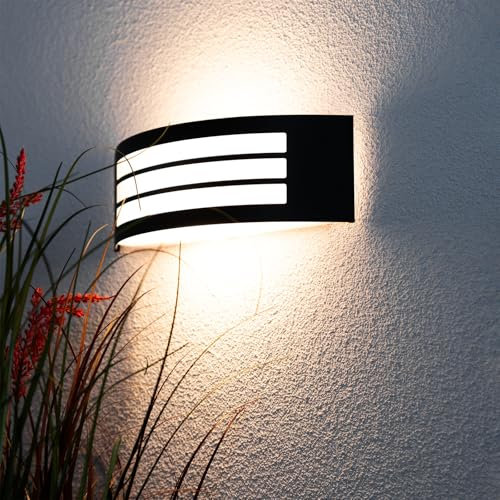 Lumiled Außenwandleuchte Wandlampe aussen Außenleuchte Wand E27 Fassung Außenbeleuchtung Wandleuchter Gartenleuchte Terrasse Haus Fassade IP44 schwarz Edelstahl rechteckig oben und unten