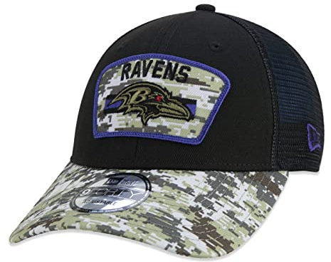 New Era NFL Baltimore Ravens Salute to Service 2021 Sideline 39THIRTY Stretch Fit Game Cap, Größe :S/M