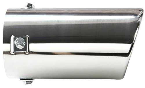 Recambo Auspuffblende Endrohr EDELSTAHL Chrom Single Abgeschrägt 145 x 76 mm [A666] Endrohrblende Auspuff Blende Plug&Play UNIVERSAL