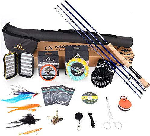 MAXIMUMCATCH Predator Salzwasser/Süßwasser Fliegenrute & Rute und Rolle Combo IM10 Rutenblank in 8/9/10/12wt 4 Teile (Fliegenrute und Rolle Kombi, 9ft 10wt)