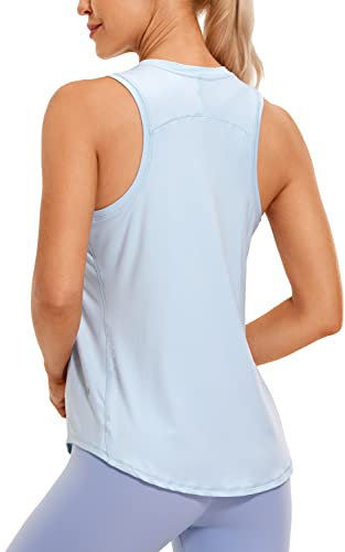 CRZ YOGA Damen Sport Tank Top Racerback Ärmelloses Yoga Oberteile Sommer Fitness Tops Gym Leichte Sporttop Blaues Leinen 38