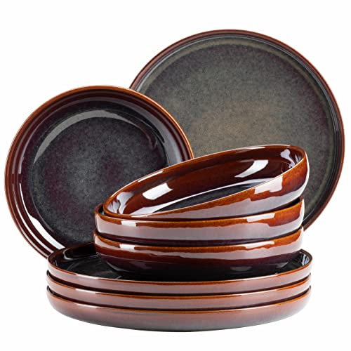 MÄSER Serie Elina Uno, moderno set di piatti in ceramica con effetto irregolare per 4 persone, piatti piani piani e piatti fondi, servizio da 8 pezzi, gres porcellanato, Jungle