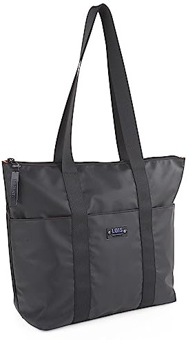 Lois - Portadocumentos Mujer - Maletin ordenador Portatil Mujer. Bolso Portatil Mujer para Trabajo - Bolso Ordenador Portatil Mujer Laptop 15,6 Pulgadas, Negro