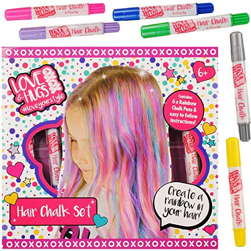 alles-meine.de GmbH 6 TLG. Set - Haarkreide - auswaschbar - Stifte - Dunkles & helles Haar - Bunte Farben - Bastelset zum Malen - für Kinder & Erwachsene/Malset - anmalen & aus..