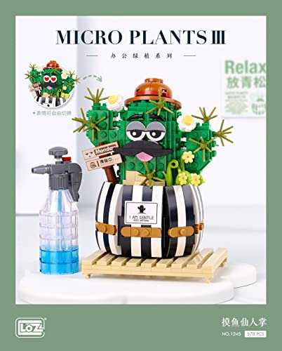 LOZ 1245 Building Blocks Eternal Flower Series Cactus Bonsai Bouquet Artificial Flowers Artificial Plants for Crafting Room Decoration Creative Educational Toy Construction Toy