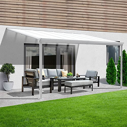 HOME DELUXE - Terrassenüberdachung SOLIS - Weiß, B/T/H: 312 x 303 x 226/278 cm - inkl. Hohlkammerplatten, Montagematererial I Carport Pavillion Pergola