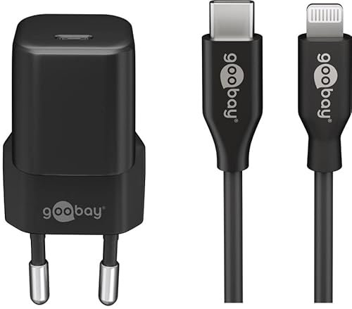 goobay 61083 / USB-C Ladegerät mit Netzteil/iPhone Schnellladekabel ideal für iPhone 14 Pro / 14 Pro Max / 13 Pro/Pro Max/sowie für andere Apple Geräte geeignet/PD - Ladeset Nano / (20W)