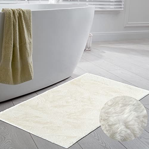 CARPETIA Teppich für Badezimmer edel & weich | rutschfest | in beige, 70 x 140 cm