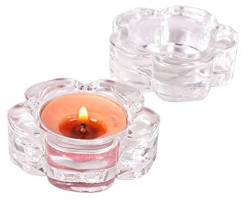 Teelichtgläser Glas - Premium Qualität Teelichthalter, ideal für Teelichter, Kerzen & als Behälter für Hochzeit, Geburtstagsfeier, Heimdekoration (2pcs, Blumen)
