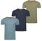 riverso Tshirt Herren Regular Fit RIVLenny 3er Pack Set Rundhals Kurzarm Sommer Tee Shirt leichte Baumwolle Flammgarn Einfarbig Blau Navy Grün XXL, Größe:XXL, Farbe:Farbmix 2