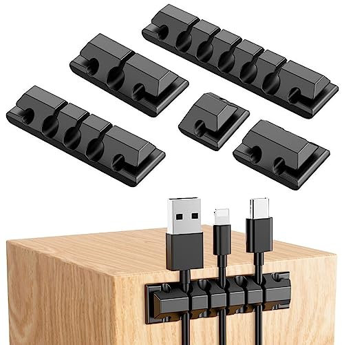 5 Stück Selbstklebend Kabel Organizer Kabelclips Kabelhalter Kabelclips Kabelmanagement, Vielzwecke Kabelführung Set Kabel Organizer für USB Ladekabel, Schreibtisch, ZuhauseBüro