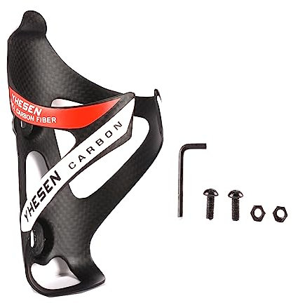 YHESEN - Porte-bidon vélo(Rouge Mat), Fibre de Carbone, Accessoire Cycliste, diamètre 74mm, Super léger, léger et Durable pour vélo de Course, VTT