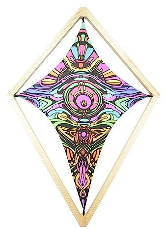 PSYWORK Schwarzlicht Segel Spandex | Drache Framed Dragon Temple II | 60 x 86cm | UV-aktiv | fluoreszierend | Wandtuch Wandbehang Stoff Neon Deko Party Tuch Tapestry Poster Psy Goa