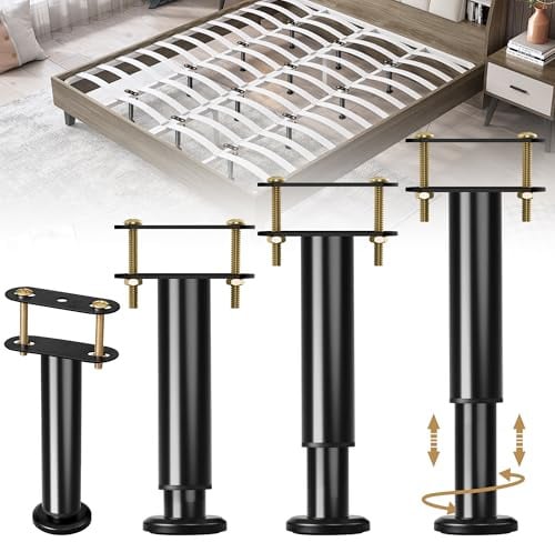 Patas para Cama Queen De Madera höhenverstellbare Stützbeine für Bettgestell, Unterbettstützbeine mit breiterer Basis, Bettstützbeine für Holzlatten, Bettgestellbeine, 4 Stück