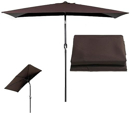 Demi Parasol Balcon Parasol de Jardin de 2x1m, Parasol déporté de Terrasse Extérieure, Toile Rechange Parasol, Dessus de Parasol à 5 Baleines (Color : Dark Brown)