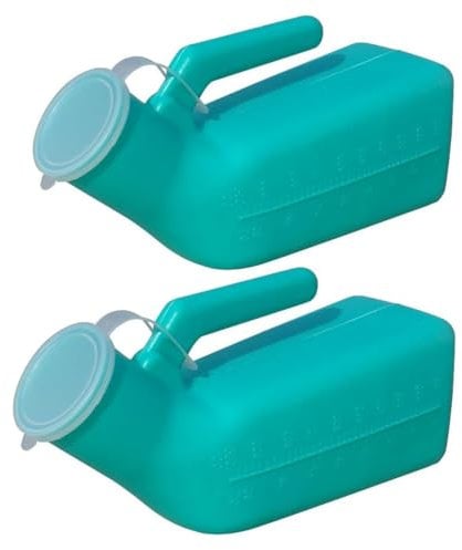 2 Pack Male Urinal Urine Bottle for Men,Thick Portable Pee Bottle with Lid for Travel,Hospitals,Emergency,and Camping (2)