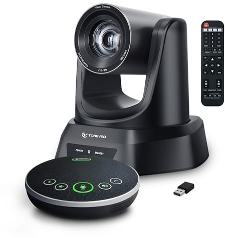 TONGVEO HDMI 20X PTZ Camera per sale conferenze con microfono Bluetooth, videocamera USB 3.0 60fps Collaborazione per l'istruzione Streaming in chiesa per team, Zoom, PC (UVC1.1)