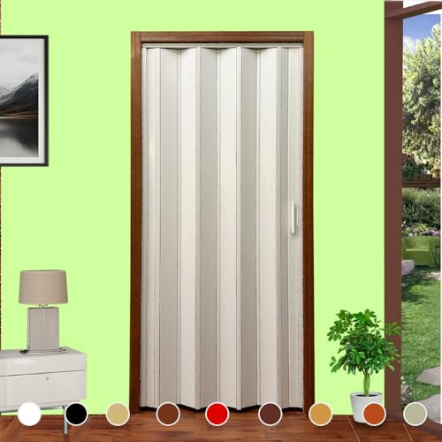 Puerta plegable en kit de bricolaje modelo Lorella H 220 cm de altura. Ancho desde 82 cm hasta 205 cm para cortar y ensamblar a medida en 9 colores. Instrucciones de ensamblaje, montaje, tornillería y