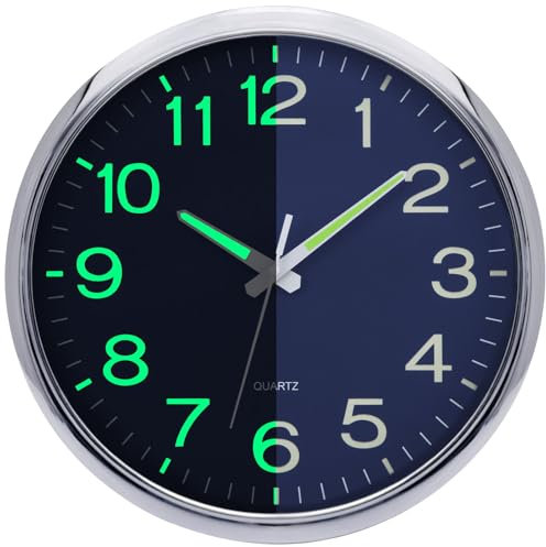 VINILITE Wanduhr ohne Tickgeräusche Leuchtend Küchenuhr Uhr Wand Lautlos Nachtlicht für Wohnzimmer, Küche, Schlafzimmer, Büro, Kinderzimmer