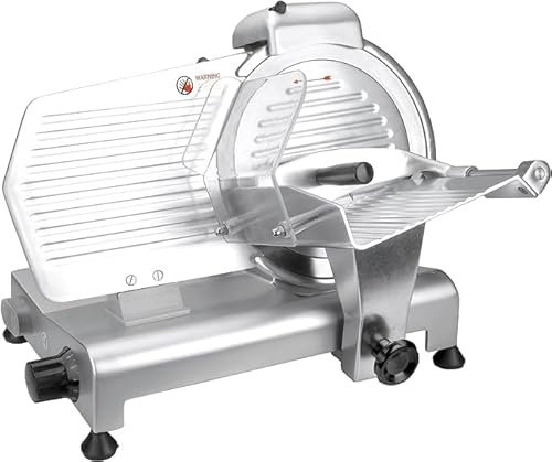 Cortafiambres Electrico Profesional Acero Inoxidable | Maquina Cortar Fiambre 250W | Ajuste 0 a 13mm | Interruptor de Seguridad | Medidas 60x58x44 cm | Recomendado Restauración