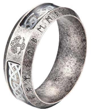 GTHIC 8mm Stainless Steel Tree of Life Viking Band Ring for Men and Women Celtic Knot Silver Gold Tone Yggdrasil Amulet Ring Vintage Unisex Viking Jewelry US Size 7-13