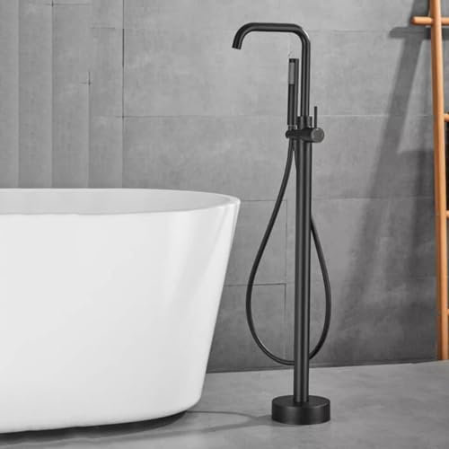 Freistehende Badewannenarmatur mit Handbrause, Messing Badewannenarmatur-Schwarz