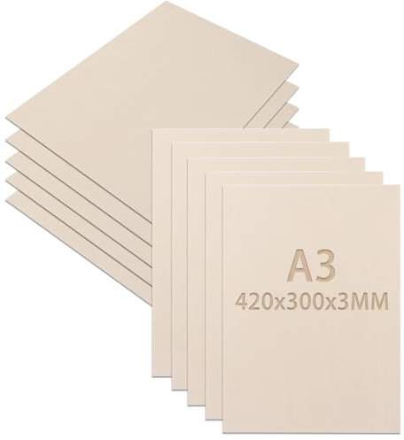 CYEER 10 fogli di compensato A3 da 3 mm, 420 x 300 mm, legno di tiglio, legno non trattato, pannelli di legno per fai da te e artigianato, progetti laser, incisioni cave