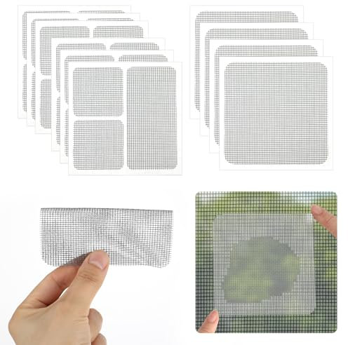 Ymapinc Window Screen Repair Patch Kit Screen Door Replacement Repair Tape Self Adhesive Mesh Screen Kit 10 Sheets 3 Sizes Grey Fiberglass Screen Mesh Repair for Window Door
