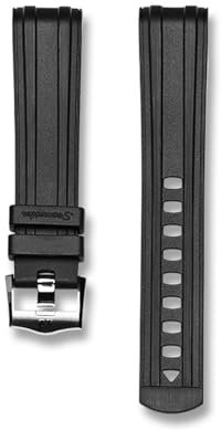 TOPBD Für Omega Seamaster 300 Taucherarmbänder mit Dornschließe, 20 mm, gebogenes Ende, hochwertiges Fluoro-Gummi-Uhrenarmband, FKM, Schwarz, 20 mm