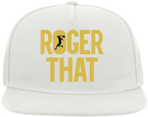 Roger That Minimalist Logo 5 Panel Snapback Flat Visor Cap Hat White, weiß, Einheitsgröße
