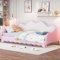 Divano letto letto matrimoniale divano letto 3 posti divano letto estraibile, letto 2 in 1 divano, letto multifunzione in ecopelle con illuminazione a LED, con rete a doghe, rosa