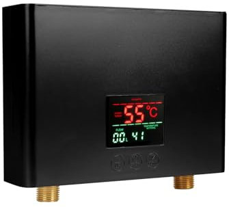 Electric Instant Water Heater, Tankless Mini Hot Water Heater for Sink Kitchen Home-Energy Efficient, Rapid, LCD Large Display, Remote Controlled, 3KW (Black)